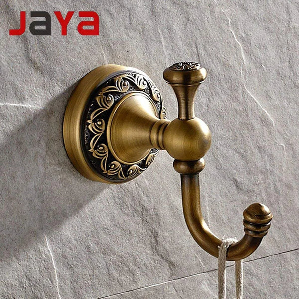JAYA High Quality Modern Retro Antique Bronze Double Hook Towel Ring Pendant Bathroom  Wholesale Towel Hooks