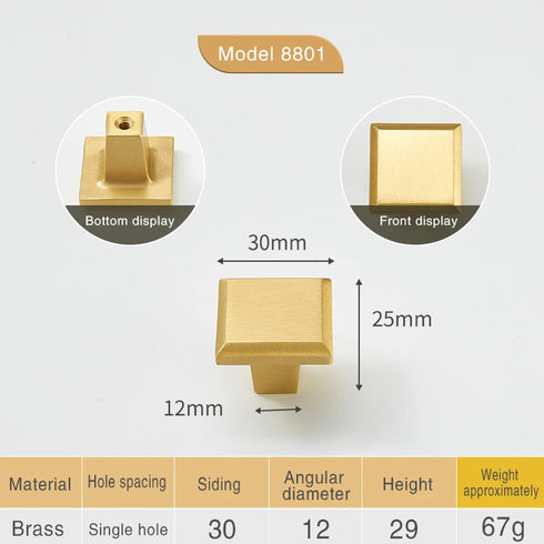JAYA High Quality Modern Simple Copper Furniture Door Handle Cabinet Cupboard Cabinet Solid Brass  Handle Knobs