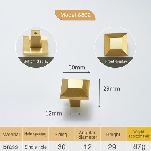 JAYA High Quality Modern Simple Copper Furniture Door Handle Cabinet Cupboard Cabinet Solid Brass  Handle Knobs