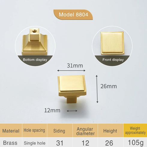 JAYA High Quality Modern Simple Copper Furniture Door Handle Cabinet Cupboard Cabinet Solid Brass  Handle Knobs