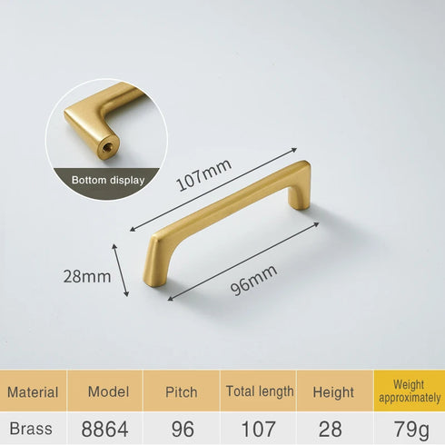 JAYA High Quality Modern Simple Copper Furniture Door Handle Cabinet Cupboard Cabinet Solid Brass  Handle Knobs