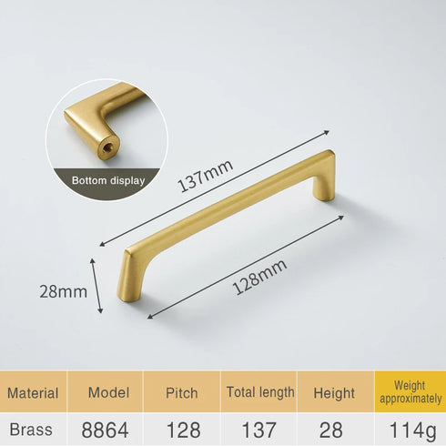 JAYA High Quality Modern Simple Copper Furniture Door Handle Cabinet Cupboard Cabinet Solid Brass  Handle Knobs