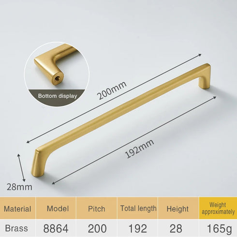 JAYA High Quality Modern Simple Copper Furniture Door Handle Cabinet Cupboard Cabinet Solid Brass  Handle Knobs
