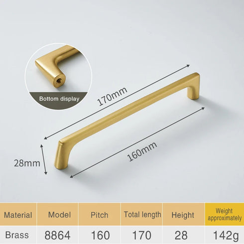 JAYA High Quality Modern Simple Copper Furniture Door Handle Cabinet Cupboard Cabinet Solid Brass  Handle Knobs