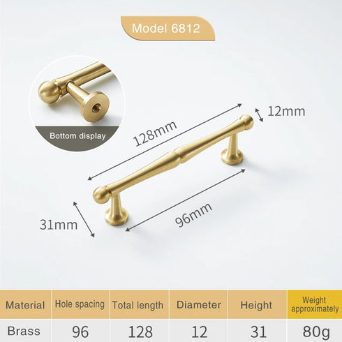 JAYA High Quality Modern Simple Copper Furniture Door Handle Cabinet Cupboard Cabinet Solid Brass  Handle Knobs