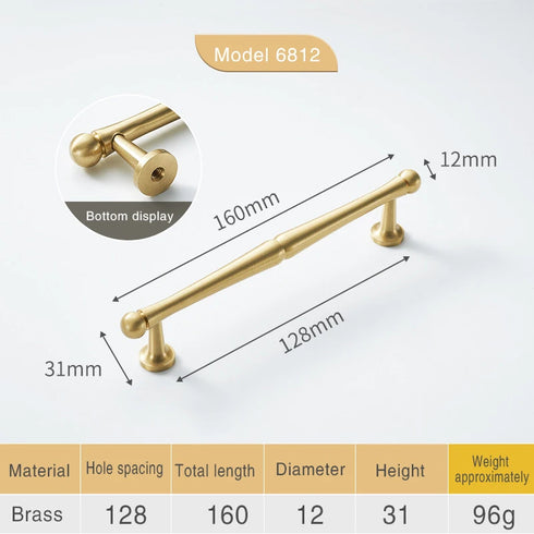 JAYA High Quality Modern Simple Copper Furniture Door Handle Cabinet Cupboard Cabinet Solid Brass  Handle Knobs
