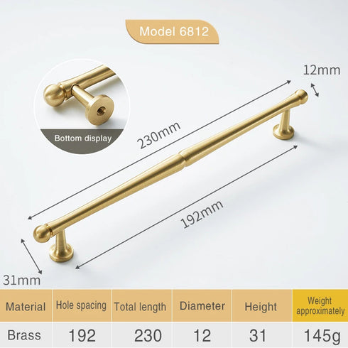 JAYA High Quality Modern Simple Copper Furniture Door Handle Cabinet Cupboard Cabinet Solid Brass  Handle Knobs