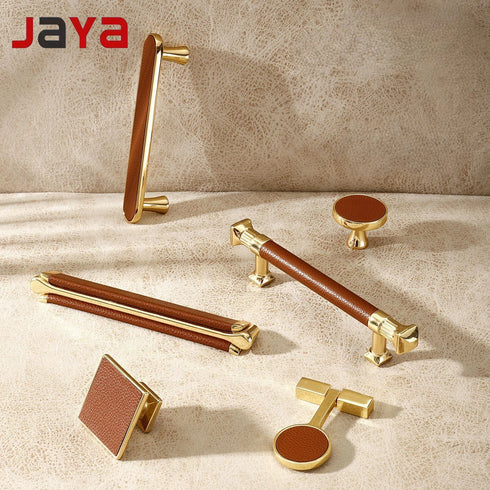 JAYA High Quality Modern Zinc Alloy Hardware Kitchen Cabinet Furniture Door Handle Drawer Decorative Leather Handle Knobs