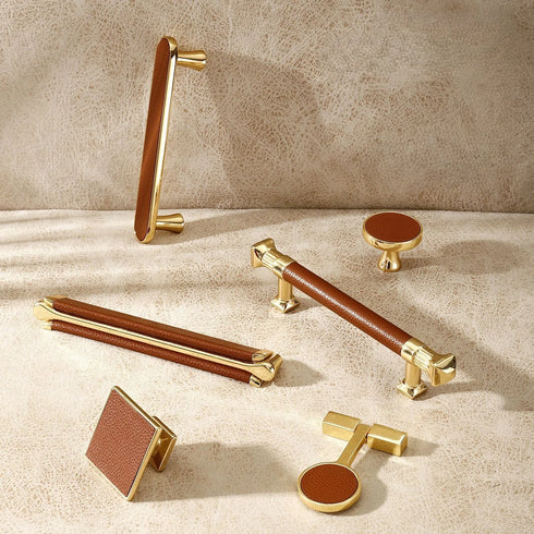 JAYA High Quality Modern Zinc Alloy & Leather Hardware Kitchen Cabinet Furniture Door Handle Drawer Decorative Handle Knobs