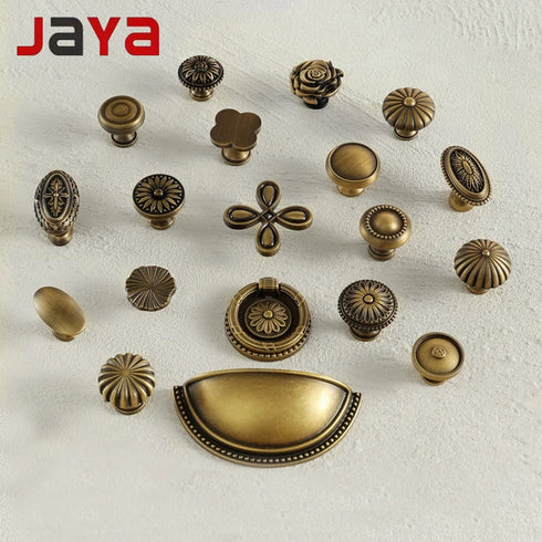JAYA High Quality Retro Copper Handle Knobs Cabinet Wardrobe Door Light Luxury New Single-Hole Hardware Furniture Door Handle