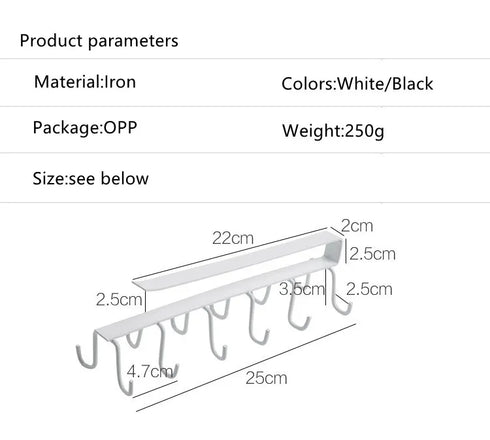 JAYA Kitchen Wood Wall Clip Hook Multifunction Iron Black Metal Hook Wall Slat Wall Hooks