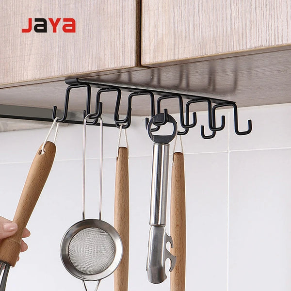 JAYA Kitchen Wood Wall Clip Hook Multifunction Iron Black Metal Hook Wall Slat Wall Hooks