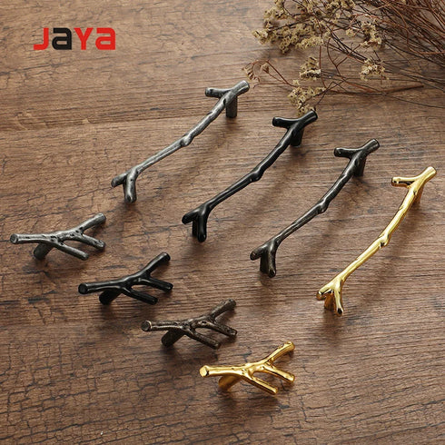 JAYA Knurled Tree Cupboard Zinc Alloy Bronze Silver Cabinet Handle and Knobs for Furniture Hardware Cabinet Door Kitchen Handle