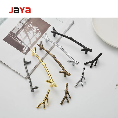 JAYA Knurled Tree Cupboard Zinc Alloy Bronze Silver Cabinet Handle and Knobs for Furniture Hardware Cabinet Door Kitchen Handle