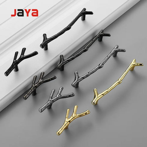 JAYA Knurled Tree Cupboard Zinc Alloy Bronze Silver Cabinet Handle and Knobs for Furniture Hardware Cabinet Door Kitchen Handle