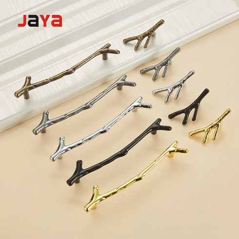 JAYA Knurled Tree Cupboard Zinc Alloy Bronze Silver Cabinet Handle and Knobs for Furniture Hardware Cabinet Door Kitchen Handle
