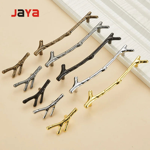 JAYA Knurled Tree Cupboard Zinc Alloy Bronze Silver Cabinet Handle and Knobs for Furniture Hardware Cabinet Door Kitchen Handle