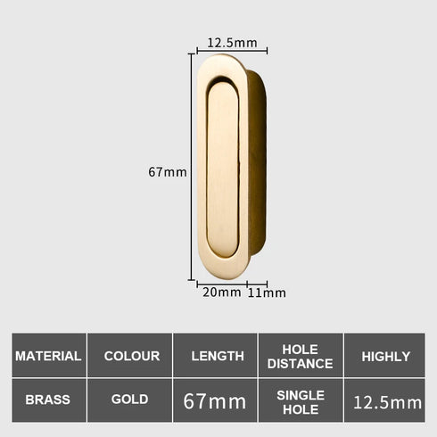 JAYA Luxury Brass Drawer Pulls for Modern Kitchen Cabinets Gold Semicircle Invisible Handles for Bedroom Furniture Patina Brass