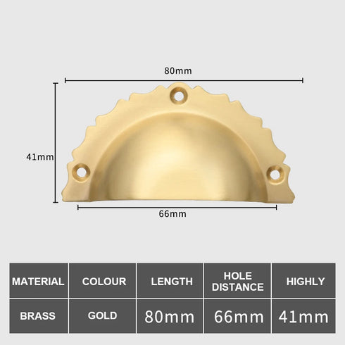 JAYA Luxury Brass Drawer Pulls for Modern Kitchen Cabinets Gold Semicircle Invisible Handles for Bedroom Furniture Patina Brass