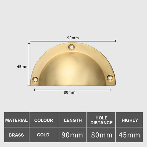 JAYA Luxury Brass Drawer Pulls for Modern Kitchen Cabinets Gold Semicircle Invisible Handles for Bedroom Furniture Patina Brass