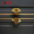 JAYA Luxury Creative Ginkgo Leaf Handle Cabinet Door Drawer Wardrobe Door Single Hole Copper Natural Color Gold Zinc Ally Hooks