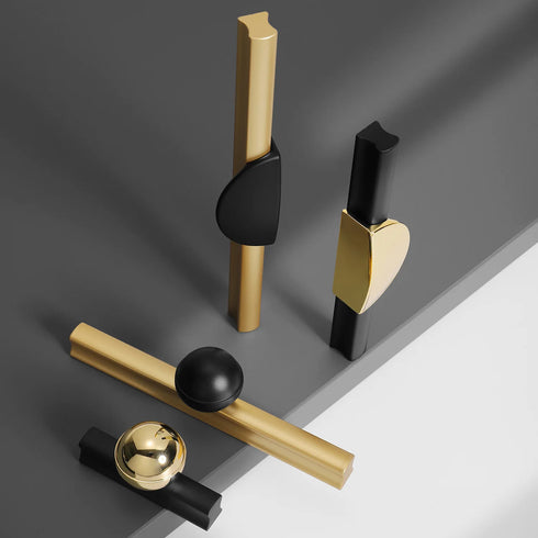 JAYA Luxury Gold and Black Matte Modern Kitchen Cabinet Handle  Furniture Design for Elegant Furniture Door Handle