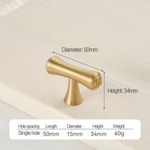JAYA Luxury Modern Solid Brass Gold Pulls Knobs Kitchen Brushed Brass Cabinet Furniture Door Handle Single Hole Hot Selling