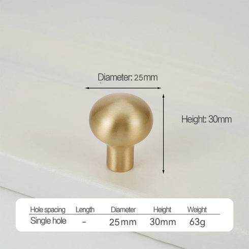 JAYA Luxury Modern Solid Brass Gold Pulls Knobs Kitchen Brushed Brass Cabinet Furniture Door Handle Single Hole Hot Selling