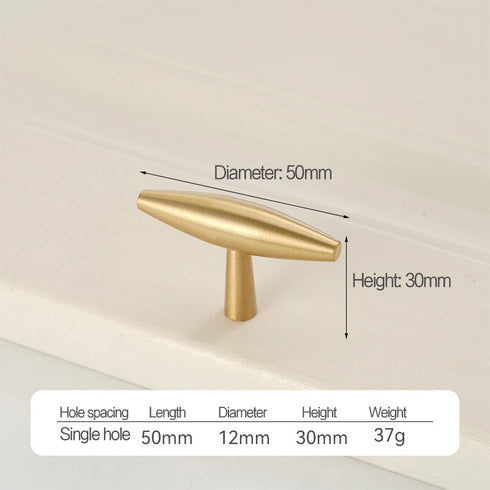 JAYA Luxury Modern Solid Brass Gold Pulls Knobs Kitchen Brushed Brass Cabinet Furniture Door Handle Single Hole Hot Selling