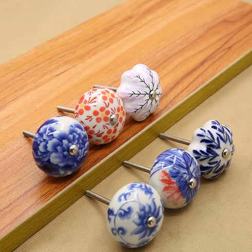JAYA Luxury Porcelain Oval Shape Cabinet Knobs for Kids Drawers Gold Drawer Pulls Kitchen Cabinet Wardrobe Cupboard Resin Knob