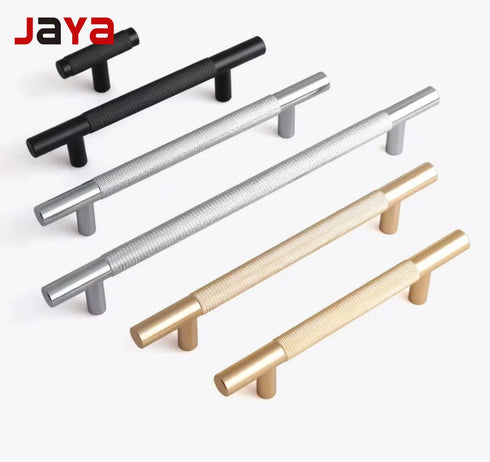JAYA Modern Cabinet Handles Black Brass Drawer Pulls Gold Knobs Furniture Hardware Long Handles for Kitchen Cabinet Doors