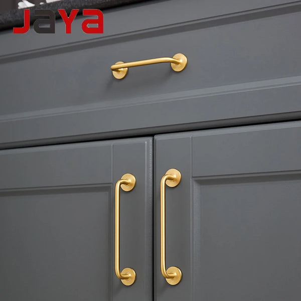 JAYA Modern Furniture Door Handle Solid Pure Brass Wardrobe Drawer Pulls Handle Knobs