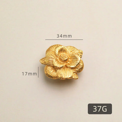 JAYA Modern Luxury Brass Furniture Handle Simple Plant Flower Design for Wardrobe Cabinet Door Drawer Knob
