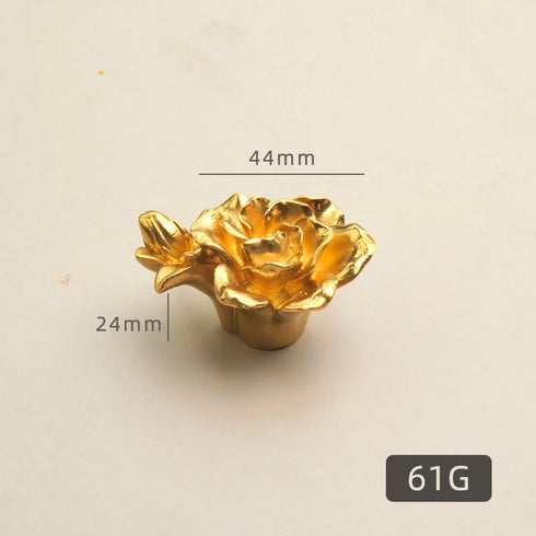 JAYA Modern Luxury Brass Furniture Handle Simple Plant Flower Design for Wardrobe Cabinet Door Drawer Knob