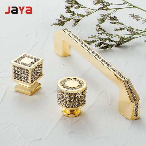 JAYA Modern Minimalist Golden Diamond Handle Wardrobe Drawer Shoe Cabinet Wine Cabinet European Style Zinc Alloy Door Handle