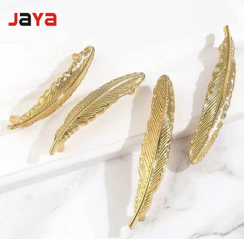 JAYA Modern Minimalist High-grade Cabinet Door Pure Copper Small Handle Brass Cabinet Feather Handle Golden Wardrobe Door Handle