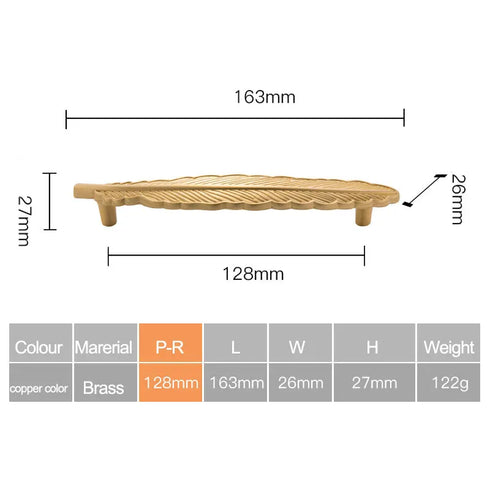JAYA Modern Minimalist High-grade Cabinet Door Pure Copper Small Handle Brass Cabinet Feather Handle Golden Wardrobe Door Handle