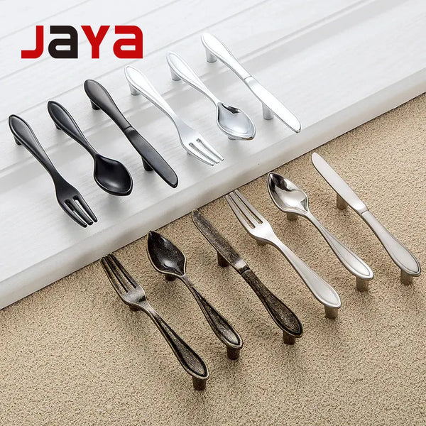 JAYA Modern Simple, Zinc Alloy Handle New Style Knife and Fork Creativity Handle Cabinet Drawer , Kitchen Handle Door Knob