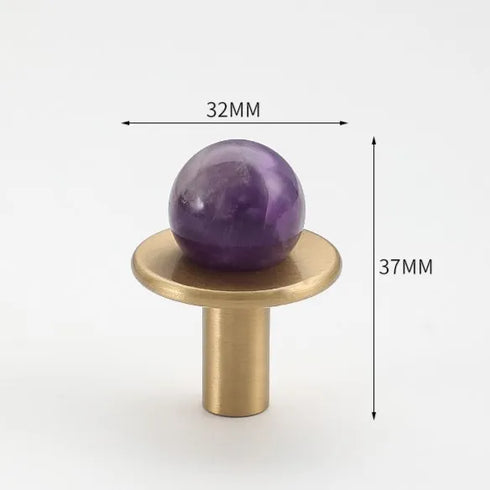 JAYA Modern Single Hole Brass Door Handle Wholesale Natural Stone Brass Knobs for Wine Cabinet Shoe Cabinet Small Drawer Knobs