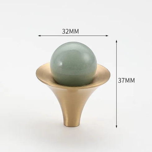 JAYA Modern Single Hole Brass Door Handle Wholesale Natural Stone Brass Knobs for Wine Cabinet Shoe Cabinet Small Drawer Knobs