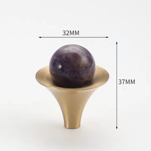 JAYA Modern Single Hole Brass Door Handle Wholesale Natural Stone Brass Knobs for Wine Cabinet Shoe Cabinet Small Drawer Knobs