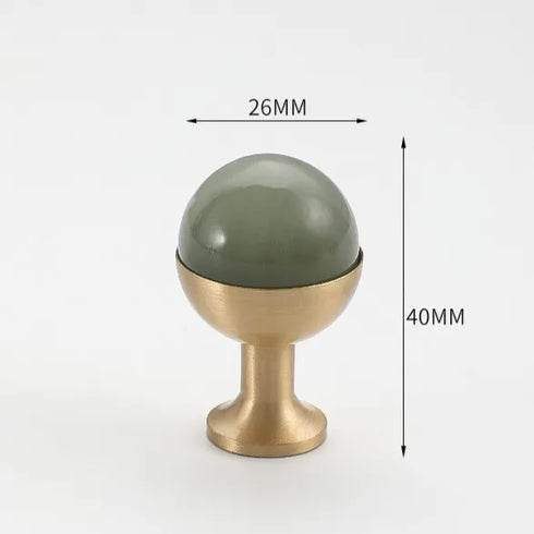 JAYA Modern Single Hole Brass Door Handle Wholesale Natural Stone Brass Knobs for Wine Cabinet Shoe Cabinet Small Drawer Knobs