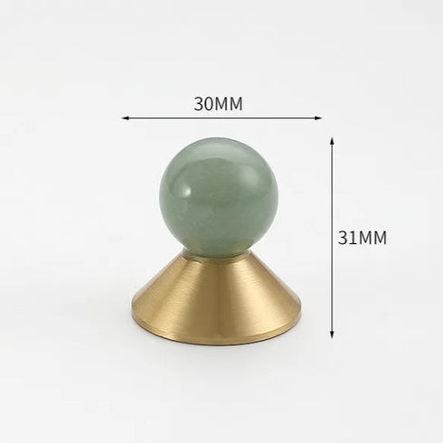 JAYA Modern Single Hole Brass Door Handle Wholesale Natural Stone Brass Knobs for Wine Cabinet Shoe Cabinet Small Drawer Knobs