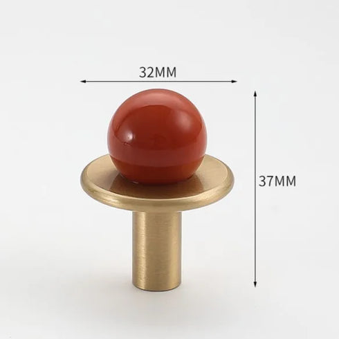 JAYA Modern Single Hole Brass Door Handle Wholesale Natural Stone Brass Knobs for Wine Cabinet Shoe Cabinet Small Drawer Knobs