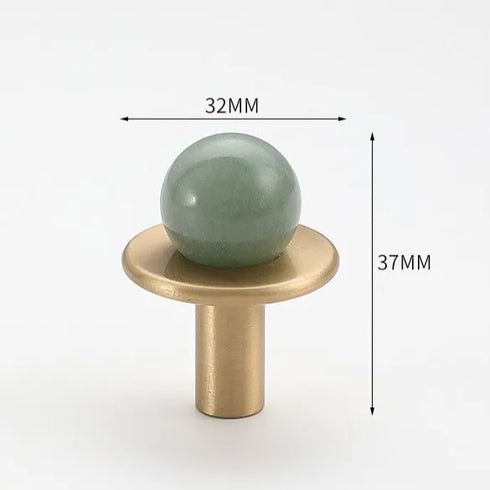 JAYA Modern Single Hole Brass Door Handle Wholesale Natural Stone Brass Knobs for Wine Cabinet Shoe Cabinet Small Drawer Knobs