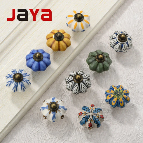 JAYA Modern Single Hole Ceramic Drawer Handle Small Round Ethnic Style Acrylic Cabinet Door Handle for Wardrobe Living Room