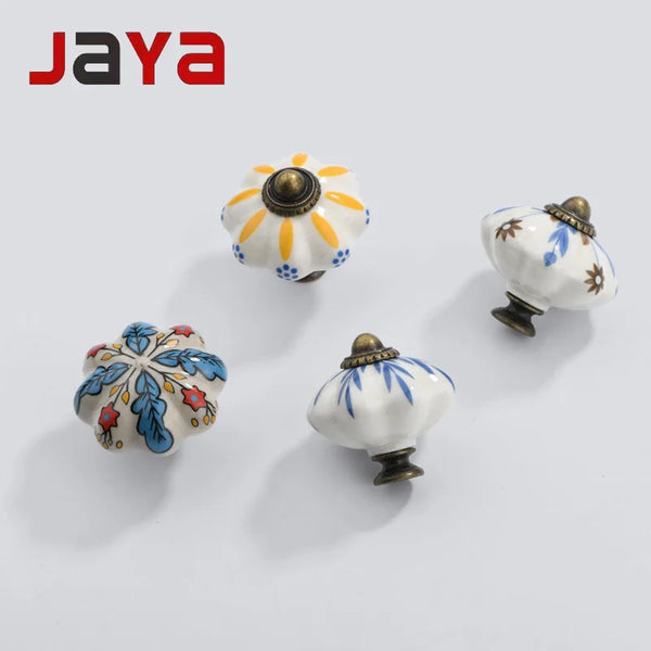 JAYA Modern Single Hole Ceramic Drawer Handle Small Round Ethnic Style Acrylic Cabinet Door Handle for Wardrobe Living Room