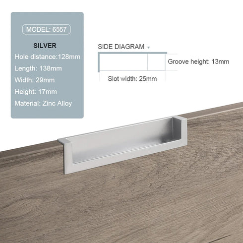 JAYA Modern Sliding Door Installation Cupboard Handles Sliding Door Slotted Embedded and Clasped Cabinet Door Handle