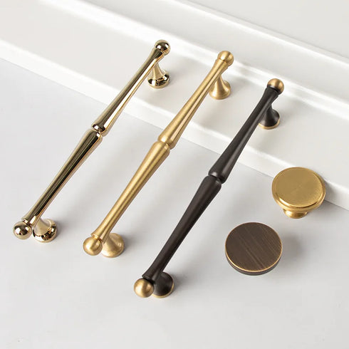 JAYA Modern Style Luxury Golden Brass Classic Hardware Furniture Drawer Cupboard Pull Knobs Kitchen Cabinet Handle