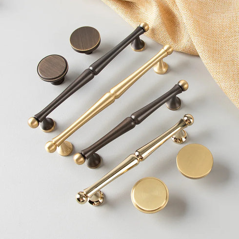 JAYA Modern Style Luxury Golden Brass Classic Hardware Furniture Drawer Cupboard Pull Knobs Kitchen Cabinet Handle